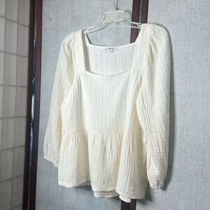 MADEWELL LIGHTSPUN PUFF SLEEVES PEPLUM TOP SIZE‎ S